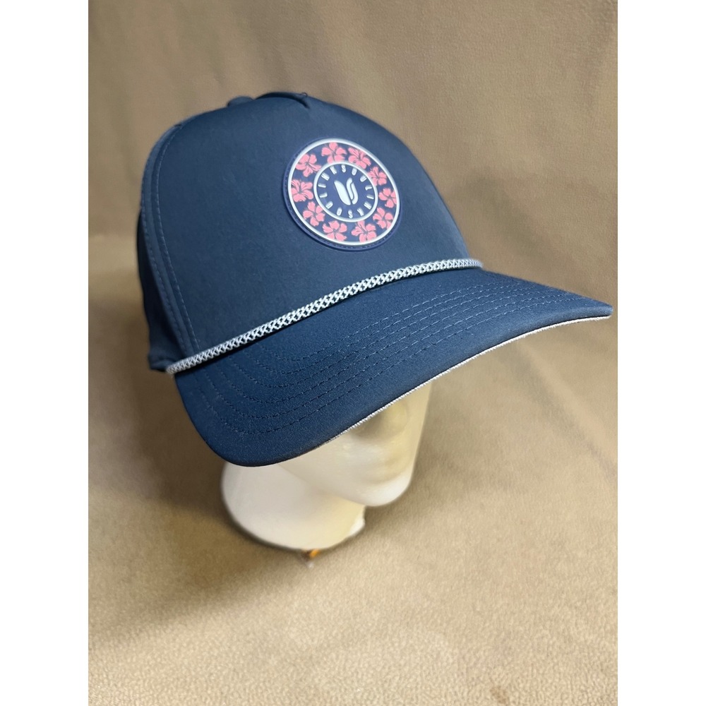 Linksoul Navy Blue Floral Patch Rope Snapback Hat Make Par Not War Golf Cap